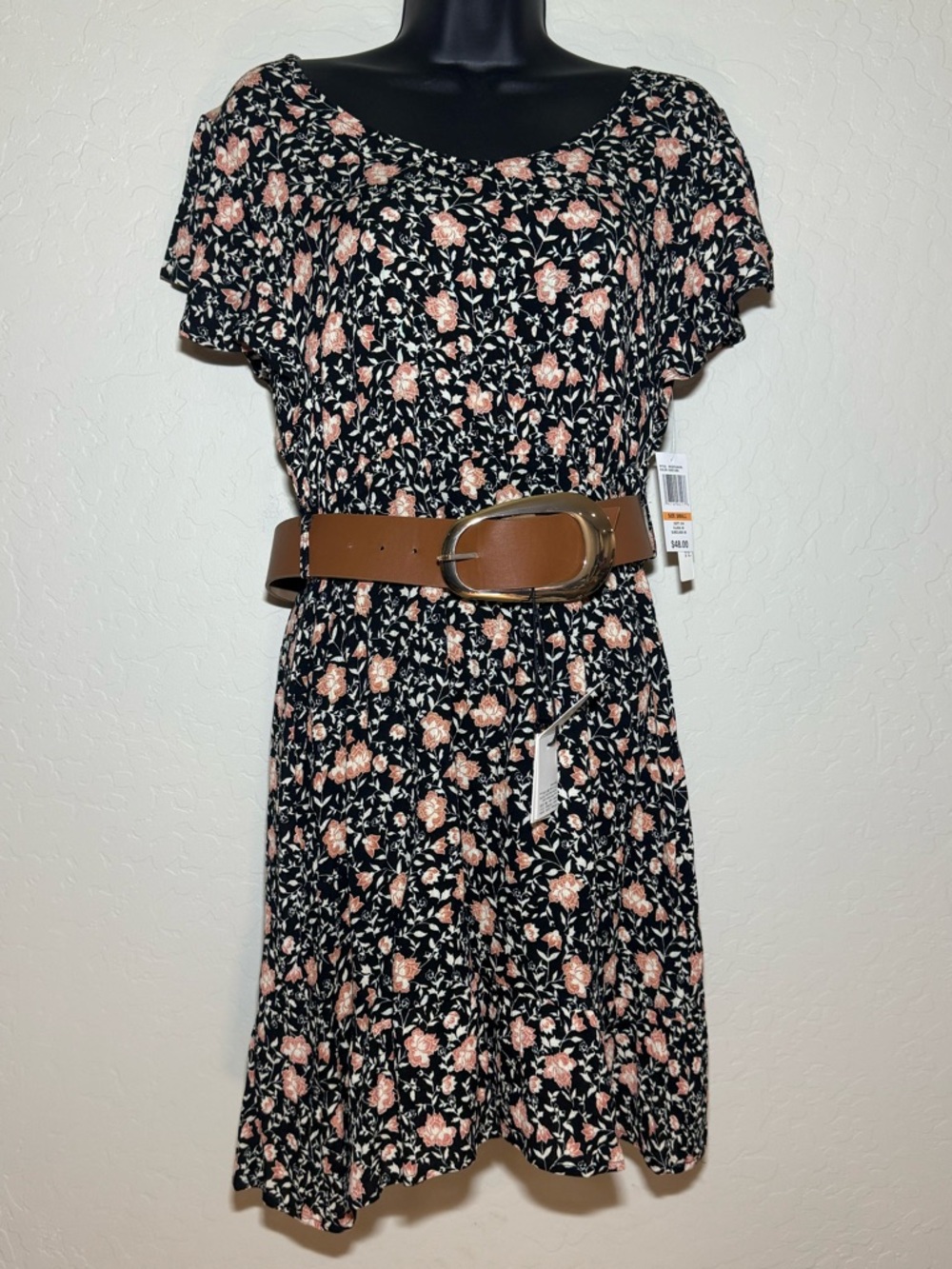 Like New with Tags Wallflower Black Floral Flutter Sleeve Mini Dress Size Small